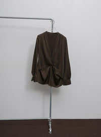 【Et】Satain Twist Drape Blouse