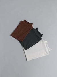 【Et】Mock Neck Sleeveless Knit Tops