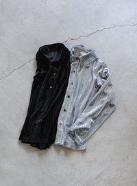 ランダムストライプベロアシャツ