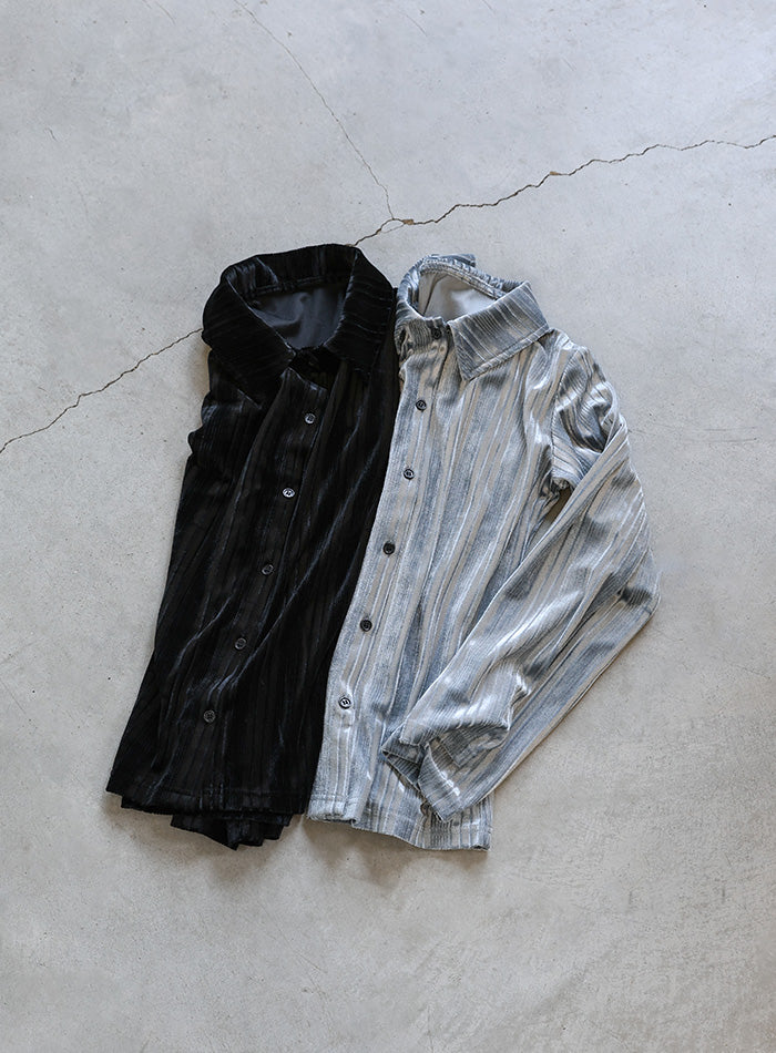 ランダムストライプベロアシャツ