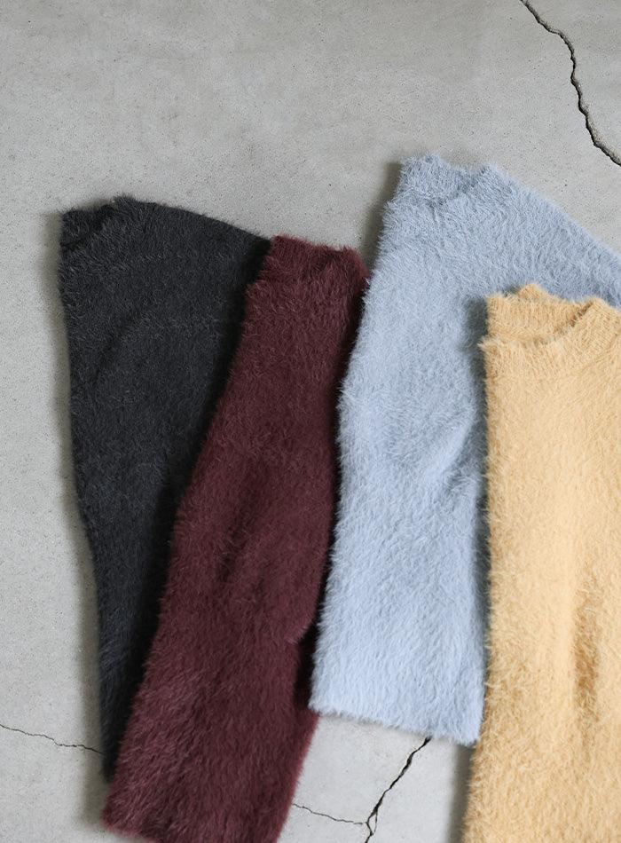 フェザーニットクルーネックトップス