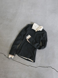 レイヤードスリーブヘンリーネックニット