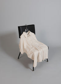 【Et】Linen Mix Waist Drawstring Blouse