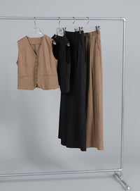 【Et】Mannish Vest and Tuck Pants Set