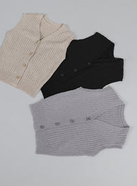 【Et】Linen-like Boucle Vest
