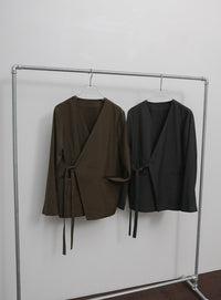 【Et】Collarless Wrap Jacket