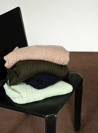 【Et】	Mohair-like Crew Neck Knit