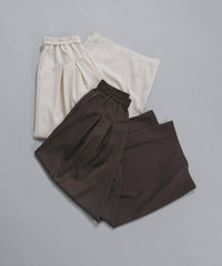 【Et】Twill Gathered Easy Wide Pants