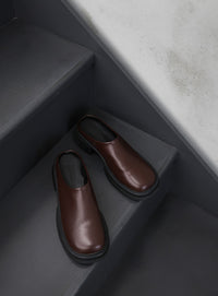 フェイクレザースライドシューズ