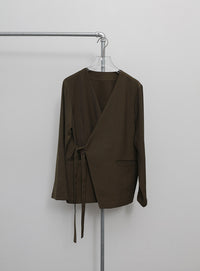【Et】Collarless Wrap Jacket