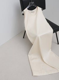 ラウンドネックサテンロングワンピース【セットアップ対応】【by SON】