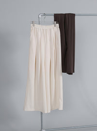【Et】Twill Gathered Easy Wide Pants