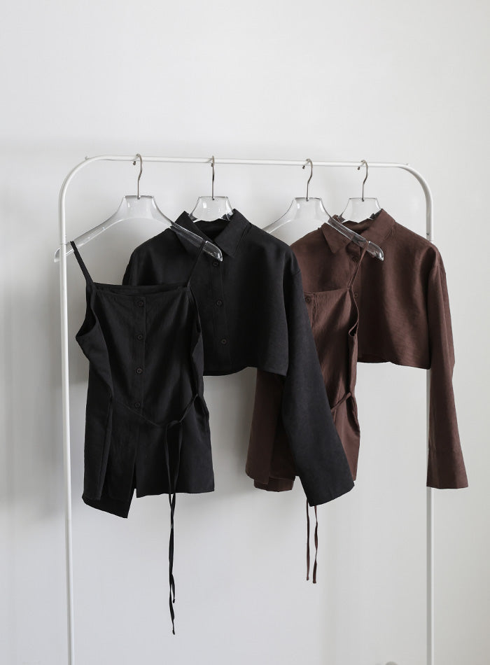 キャミレイヤードショートシャツ