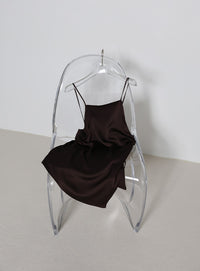 サイドスリットアシンメトリーサテンキャミソール【セットアップ対応】