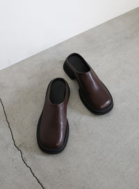 フェイクレザースライドシューズ