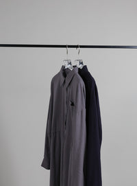 【Et】Linen-blend Waist Drawstring Shirt Dress