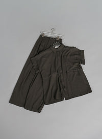 【Et】Linen Mix Tuck Wide Pants