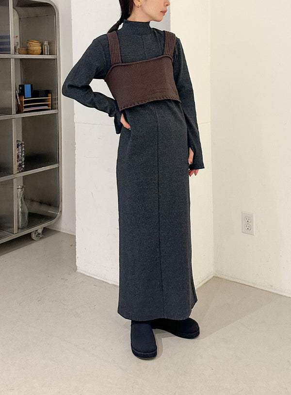 【サイズ展開あり】フィンガースリーブプチハイリブワンピース