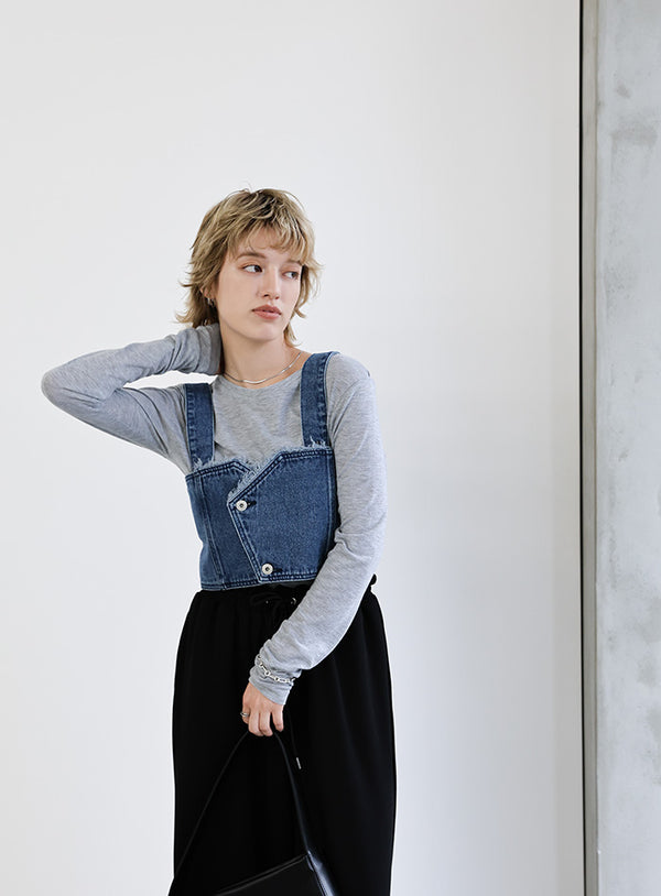 デニムフリンジビスチェ【SALE】