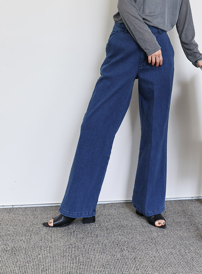 【Et】セミフレアデニムパンツ【SALE】