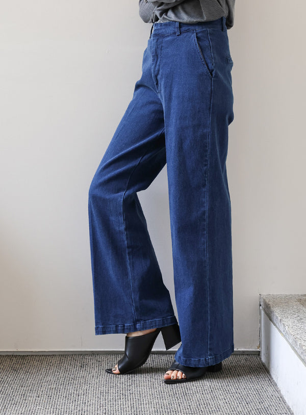 【Et】Semi-Flared Denim Pants