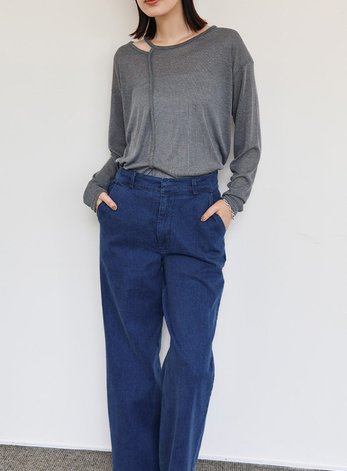 【Et】セミフレアデニムパンツ【SALE】