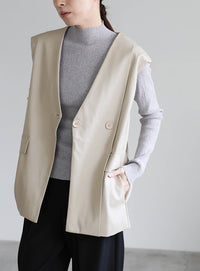 フェイクレザージャケットベスト