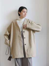 ノーカラーカットメルトンミドルコート【official限定】