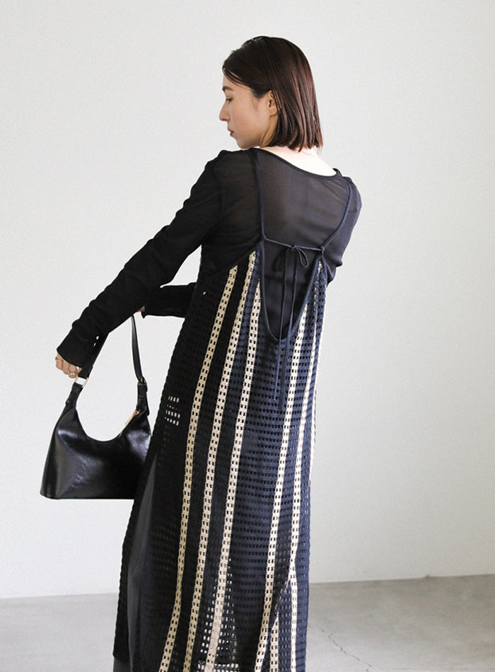 メッシュ編みニットキャミワンピース【SALE】