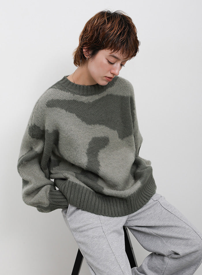 ニュアンス柄シャギーニット