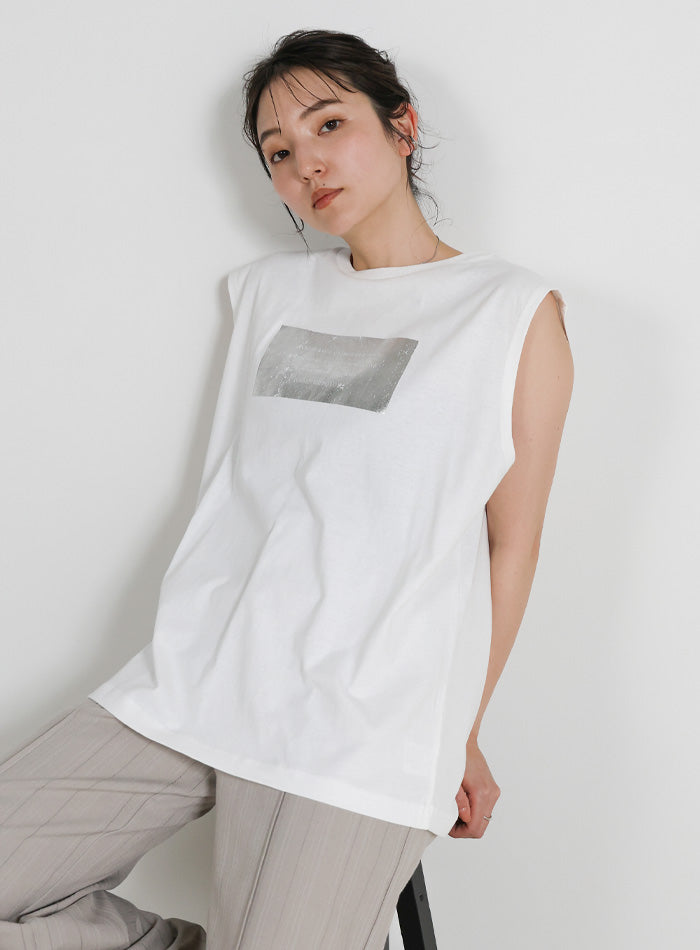 選べる着丈】箔プリントノースリーブTシャツ – SELECT MOCA