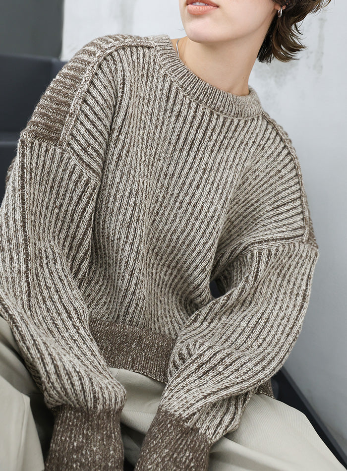 トップス MAKA メランジ配色リブニットトップス – SELECT MOCA