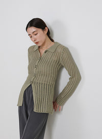 スリムラインメッシュカーディガン