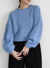 リブロールショートニット