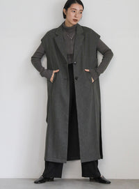 ヘリンボーンロングテーラードジレ