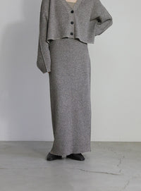 メランジリブニットロングスカート