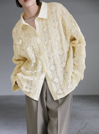 カットレースジャガードシャツ