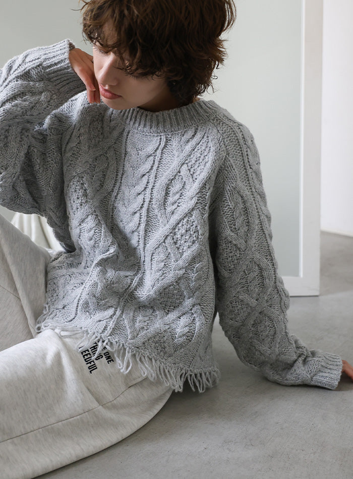 裾フリンジケーブルニット【SALE】 – SELECT MOCA