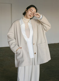 ノーカラーポケットデザインアウター