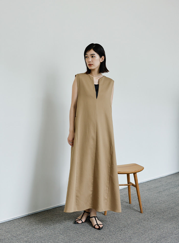 【Et】キーネックロングワンピース