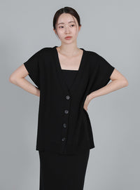 【Et】Oversized V-neck Knit Vest