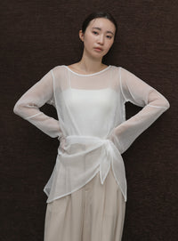 【Et】Sheer Blouse and Scarf Set