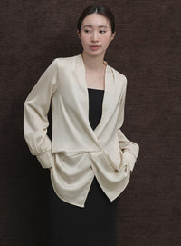 【Et】Satain Twist Drape Blouse