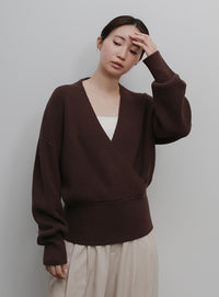 【Et】Wrap Knit Top