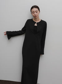 【Et】Botton Design Cut georgette I-line Onepiece
