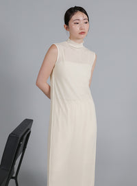 【Et】2Way Sheer Net Mock Neck Onepiece
