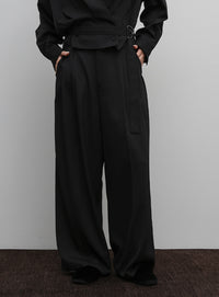 【Et】Two-Tuck Wide Strech Pants