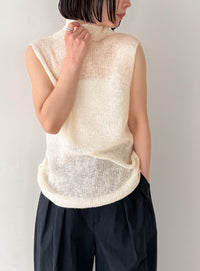 ハイネックシアーノースリーブロングニット【by SON】