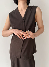 ラウンドヘムVネックベスト【セットアップ対応】【by SON】