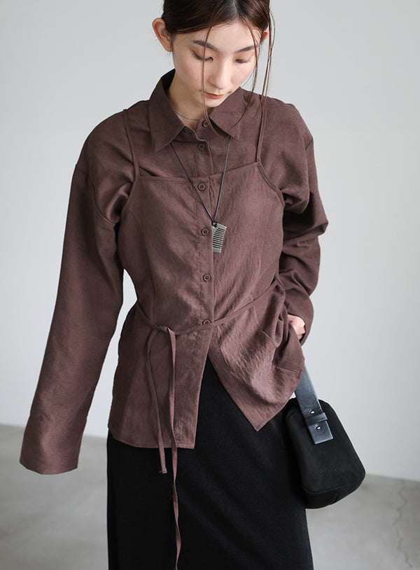 キャミレイヤードショートシャツ